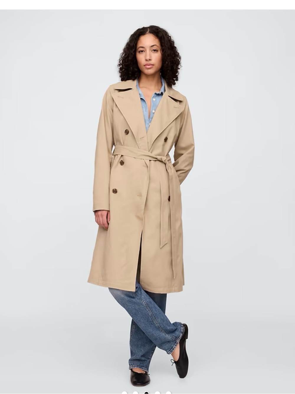 GAP Beige Double-Breasted Trench Coat with Belt